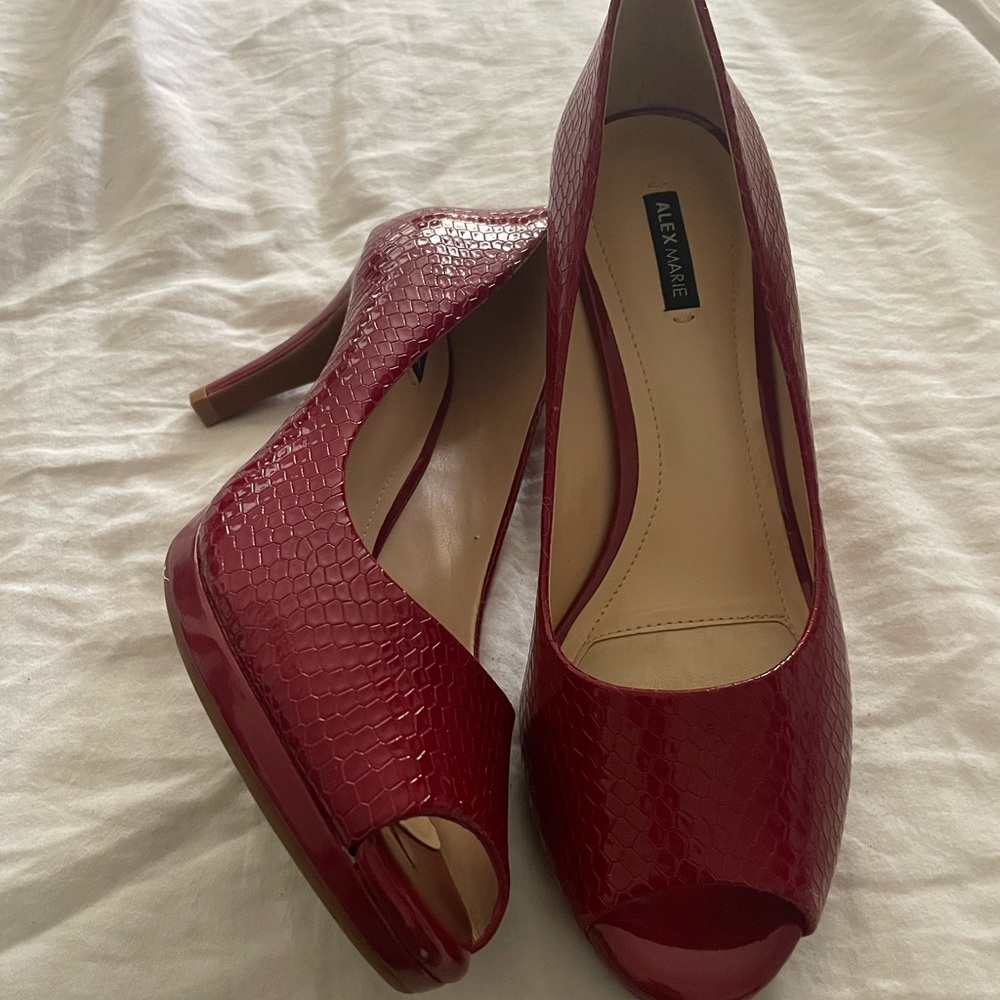 Alex Marie Red Peep Toe Heels